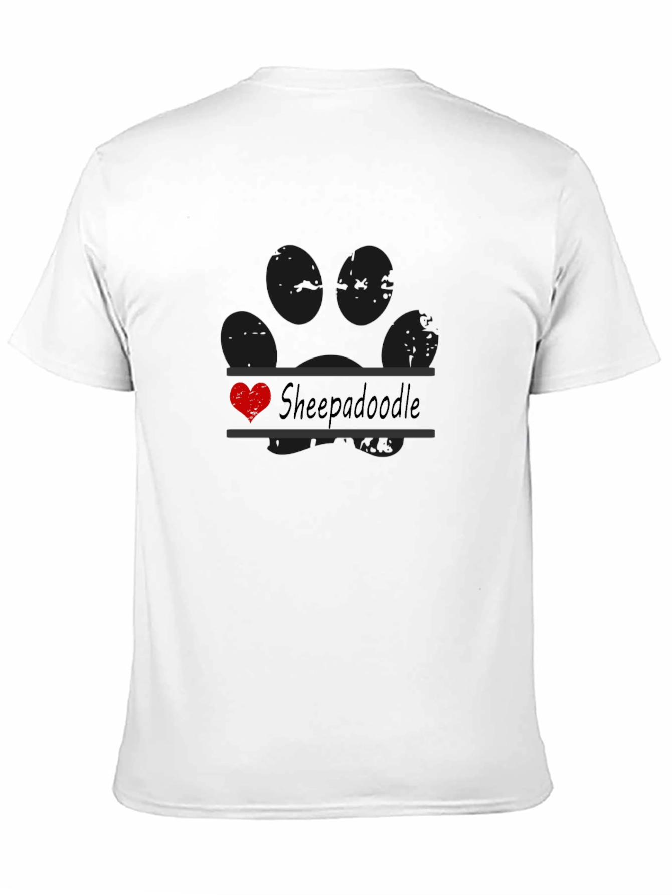 Sheepadoodle Paw Print T-Shirt - Dog Lover Tee