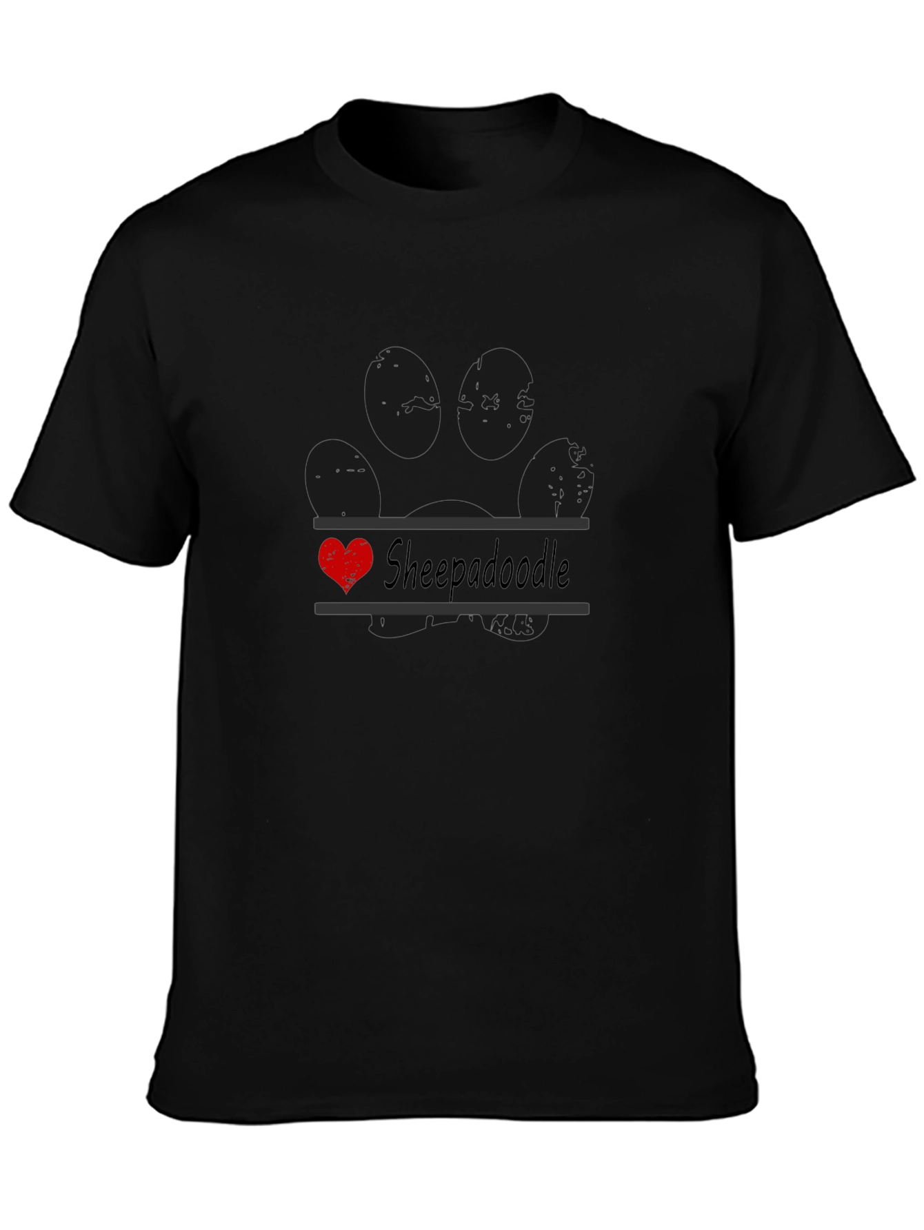 Sheepadoodle Paw Print T-Shirt - Dog Lover Tee