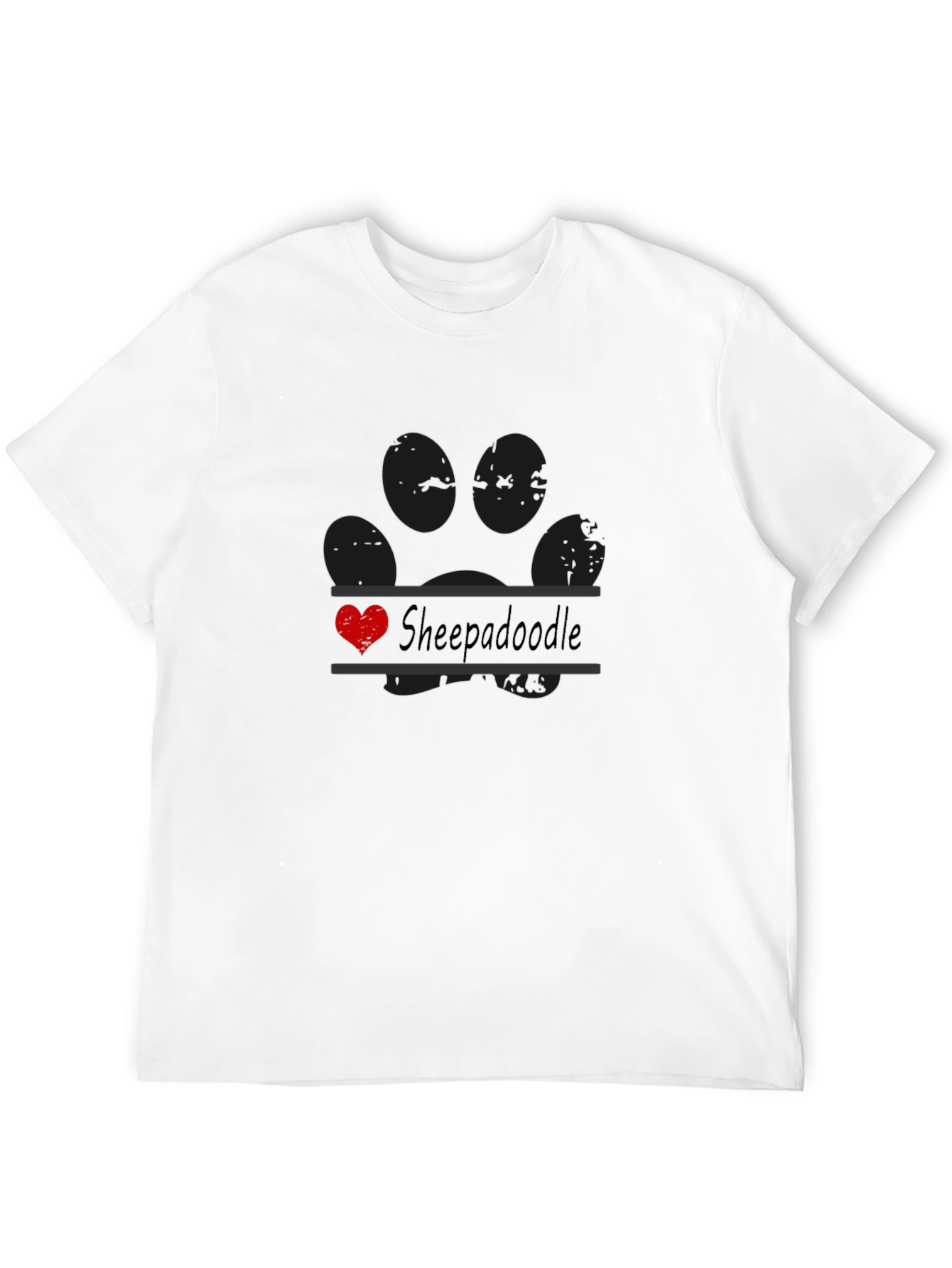 Sheepadoodle Paw Print T-Shirt - Dog Lover Tee
