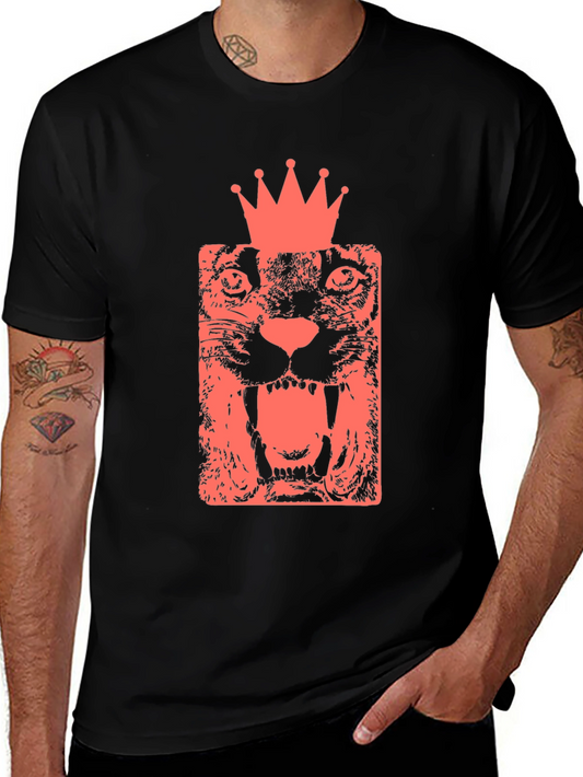 King Cat Graphic Tee - Black Cotton T-Shirt