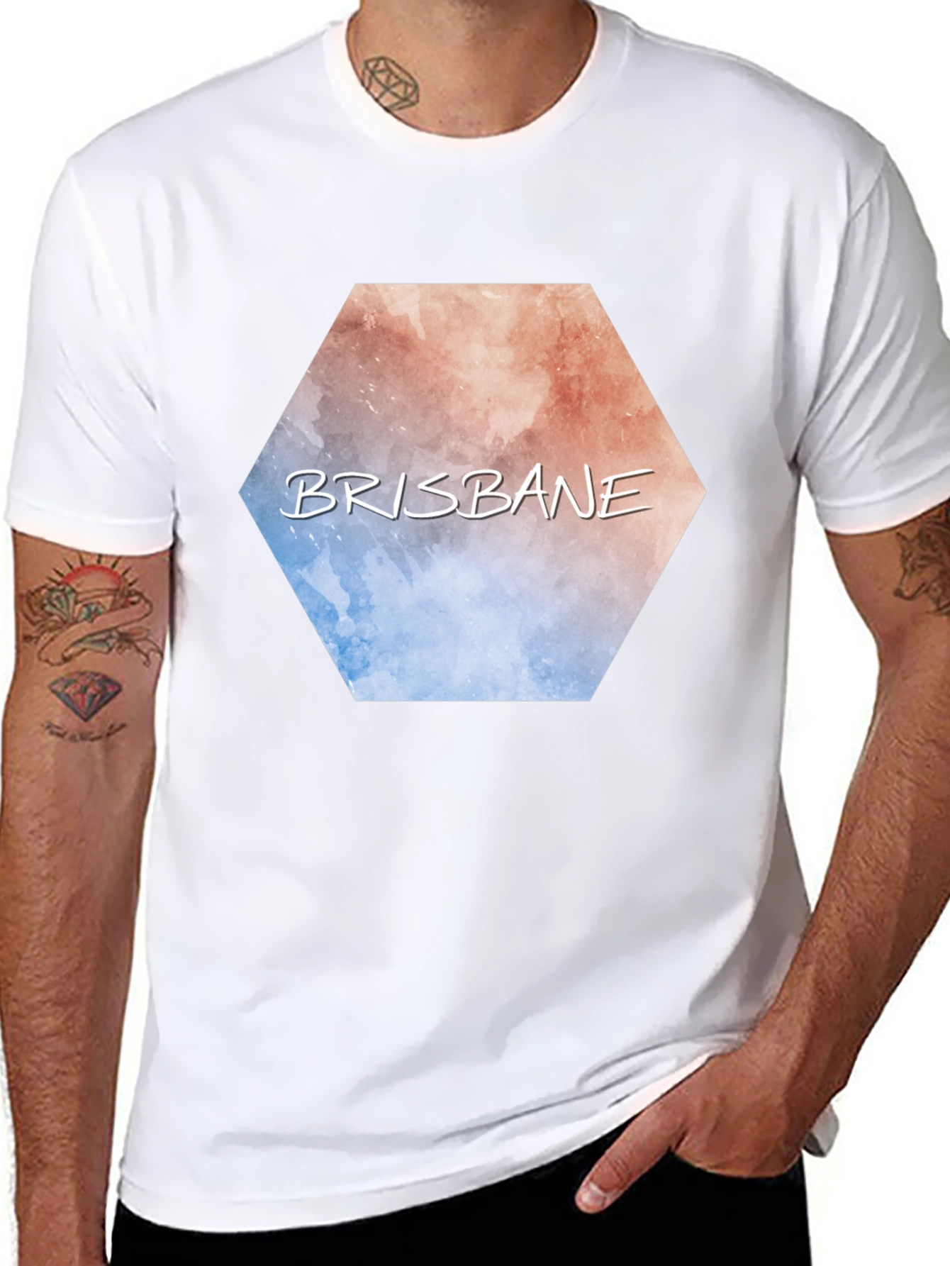 Brisbane Hexagon Graphic Tee - Modern City Pride T-Shirt