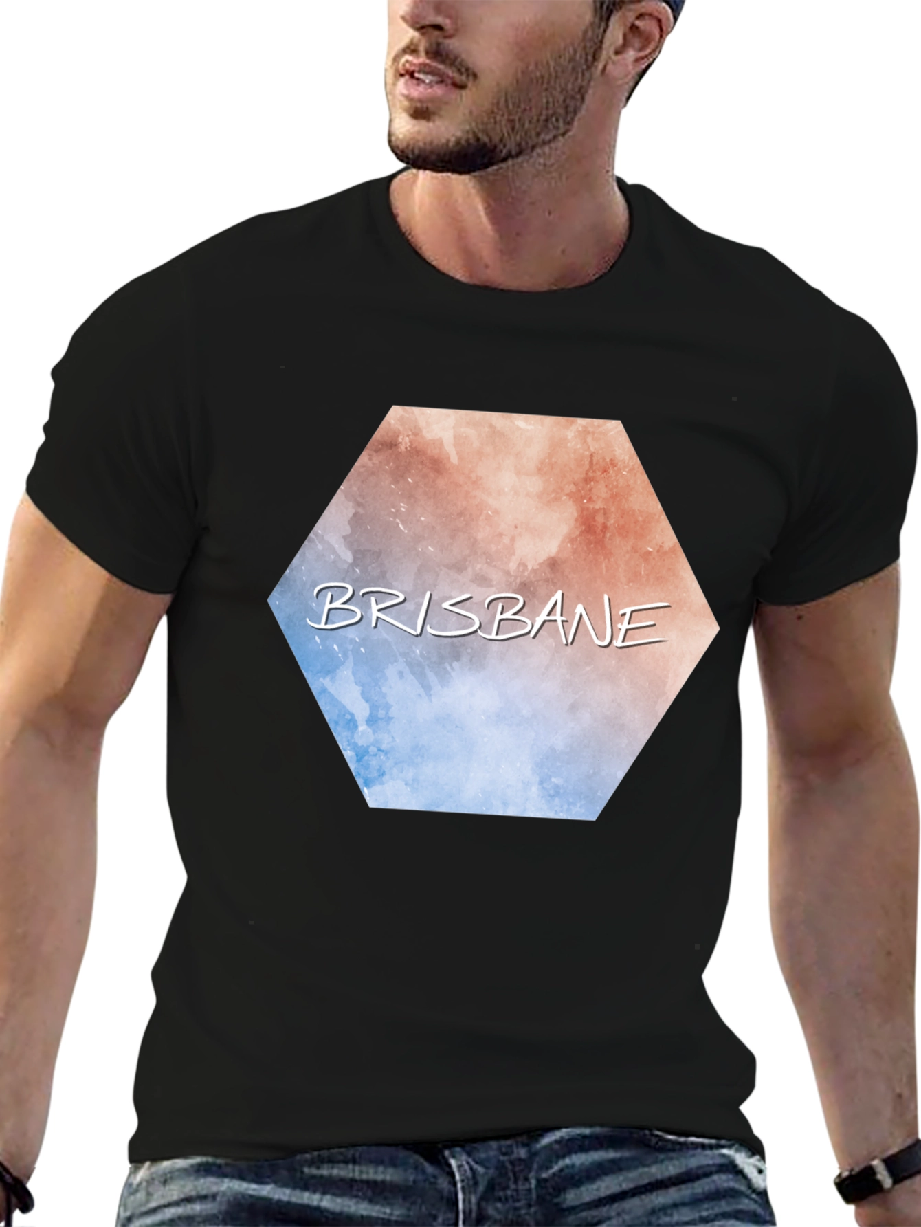 Brisbane Hexagon Graphic Tee - Modern City Pride T-Shirt