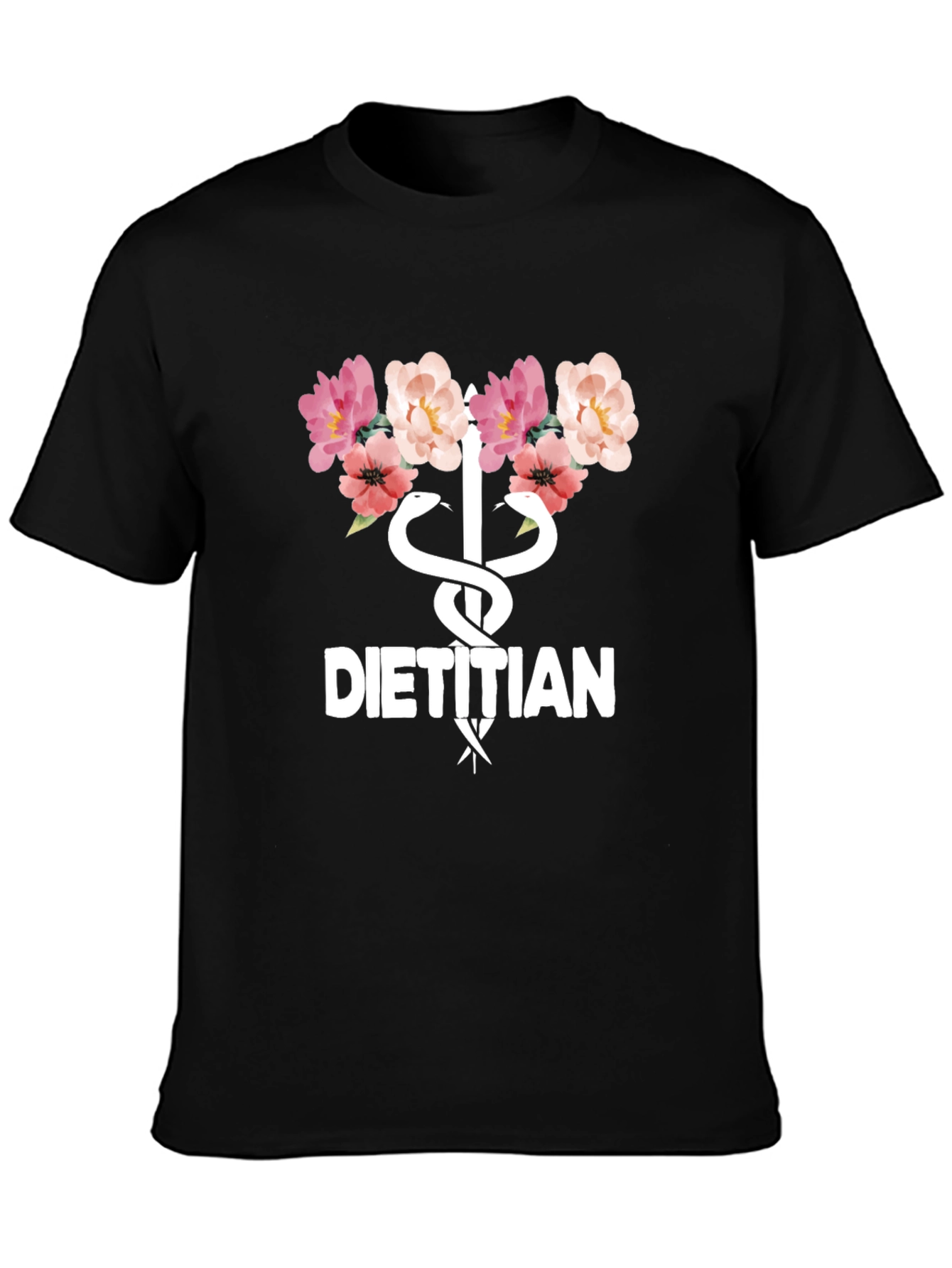 Floral Dietitian T-Shirt - Stylish Medical Professional Apparel