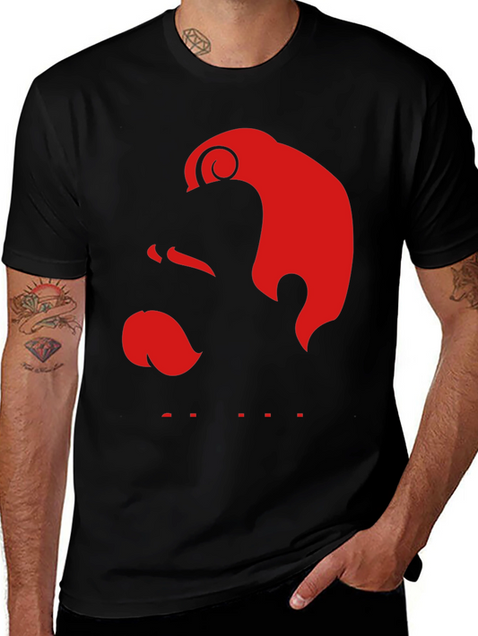 Red Silhouette Graphic Black T-Shirt