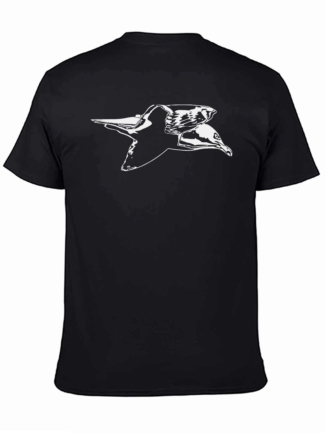 Black T-Shirt with Seagull Graphic