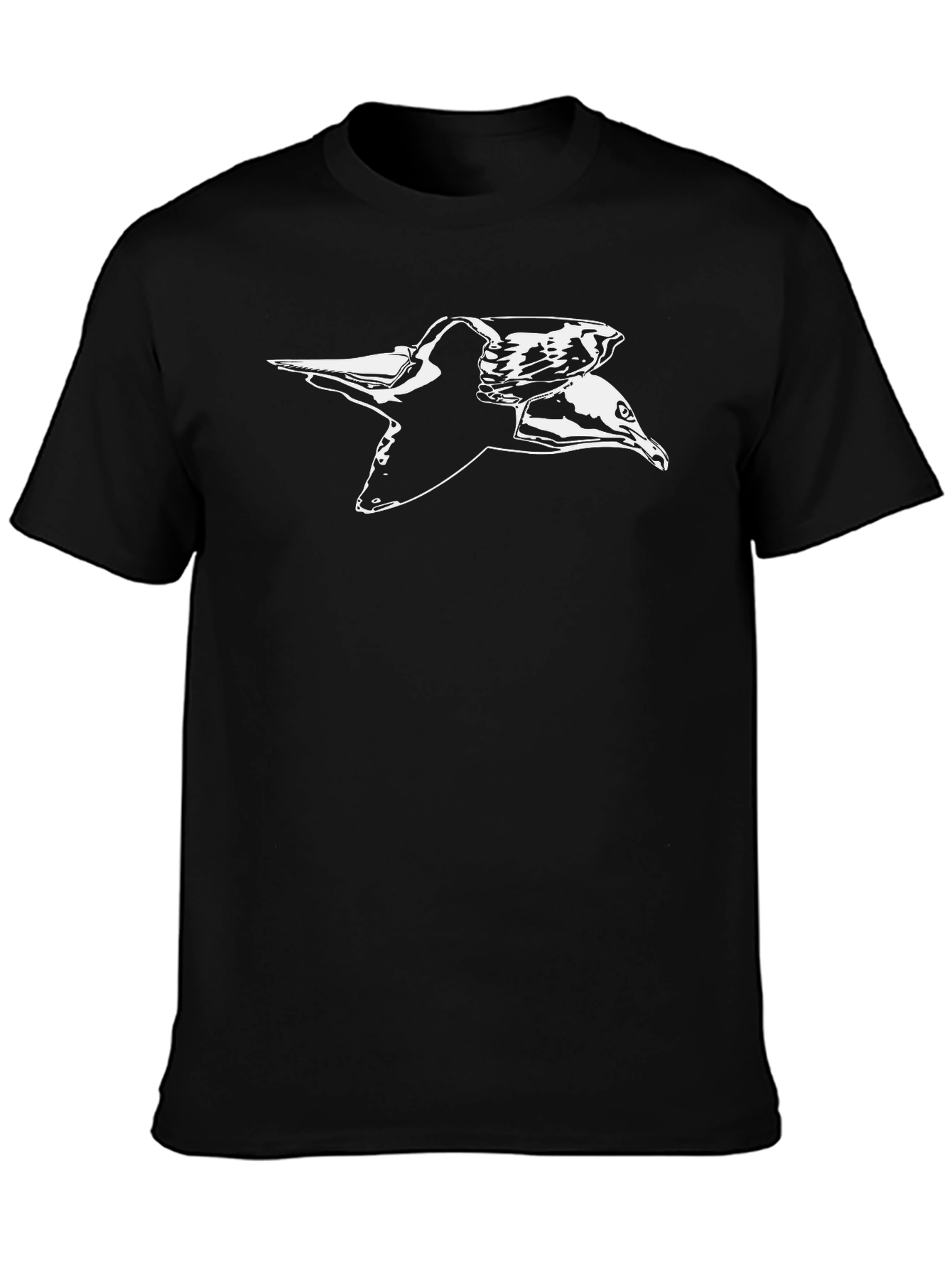 Black T-Shirt with Seagull Graphic