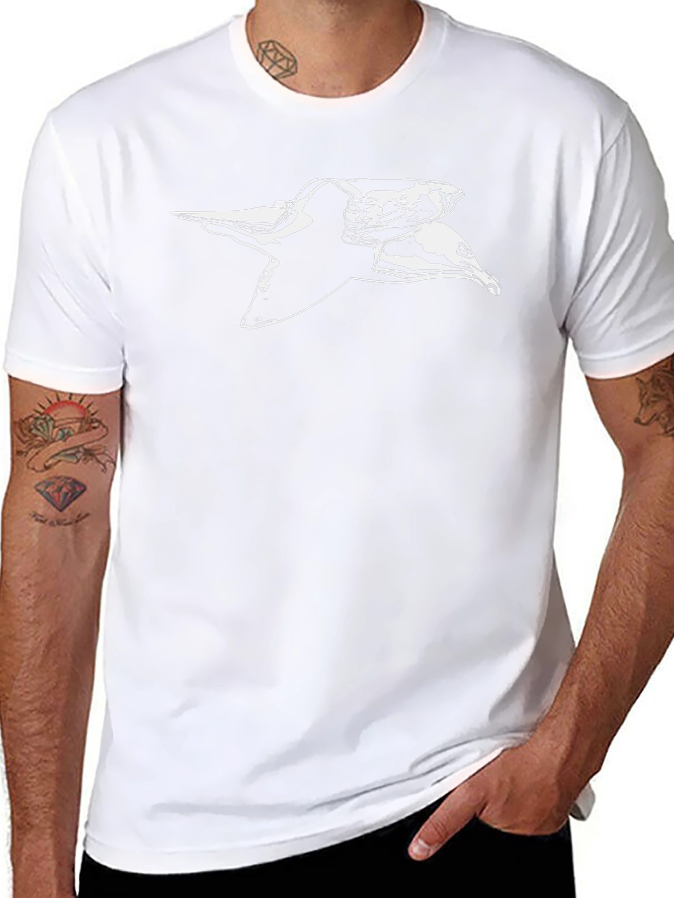 Black T-Shirt with Seagull Graphic