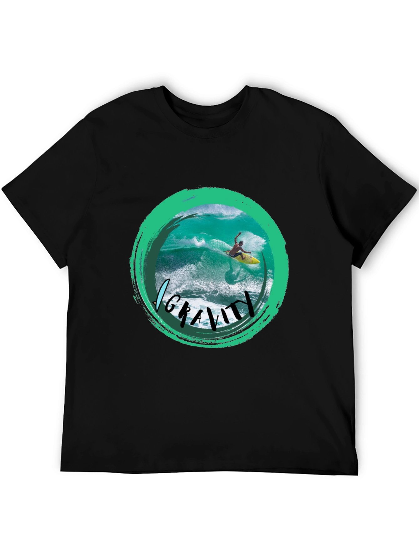 Surfer Graphic T-Shirt - No Gravity Black Tee