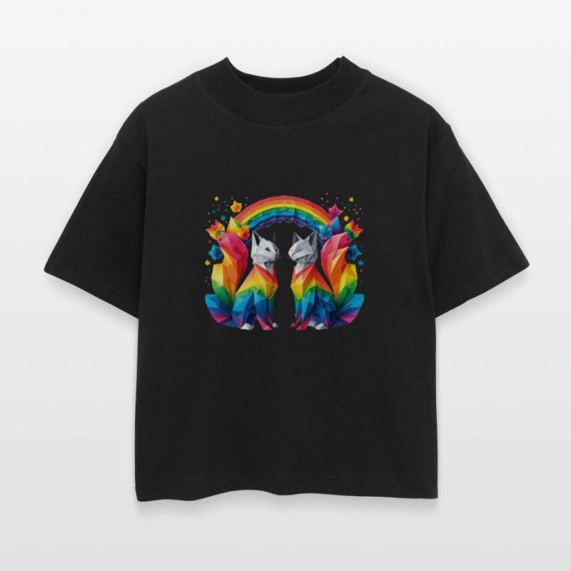 Feline friendship under the rainbow
