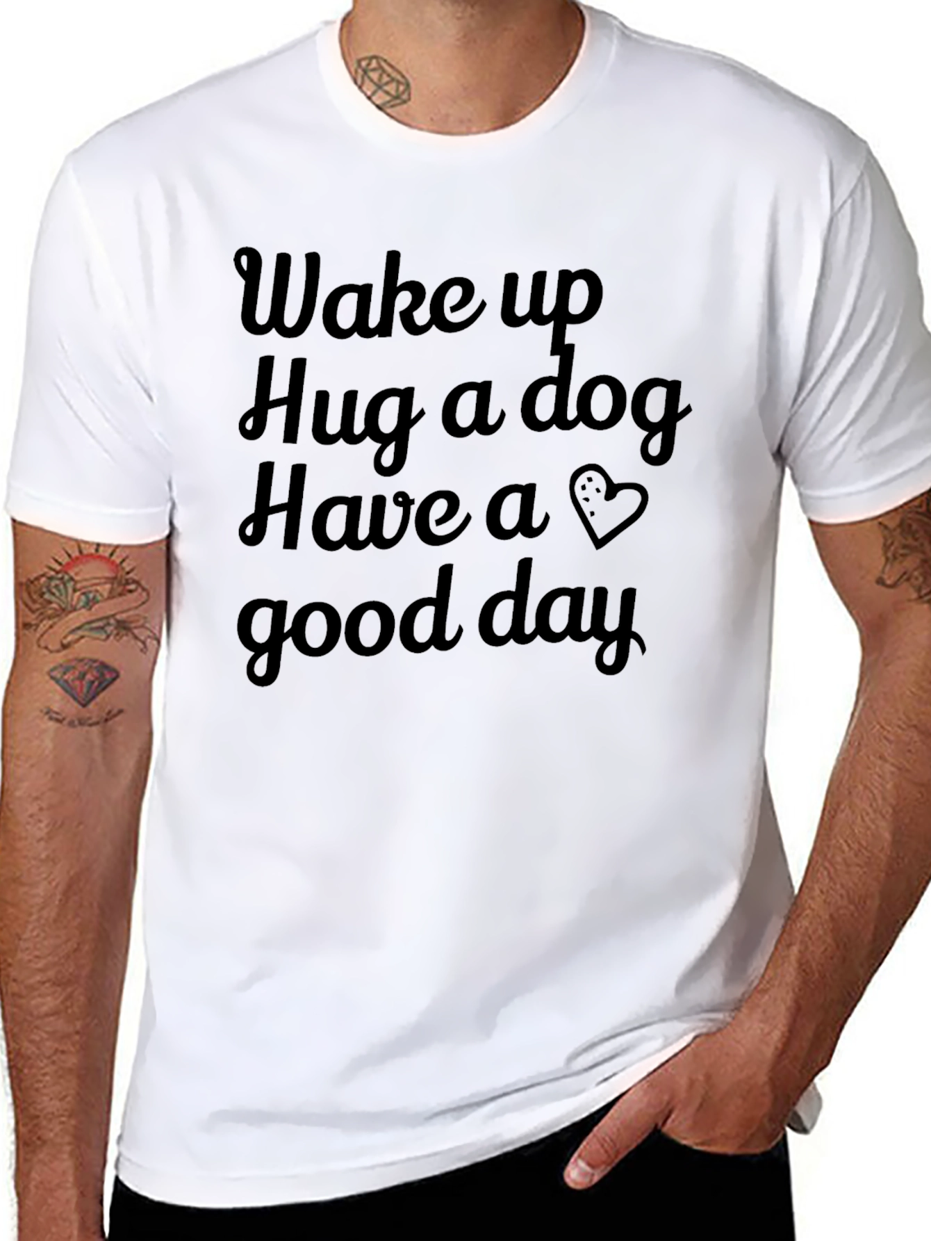 Wake Up Hug a Dog Graphic T-Shirt
