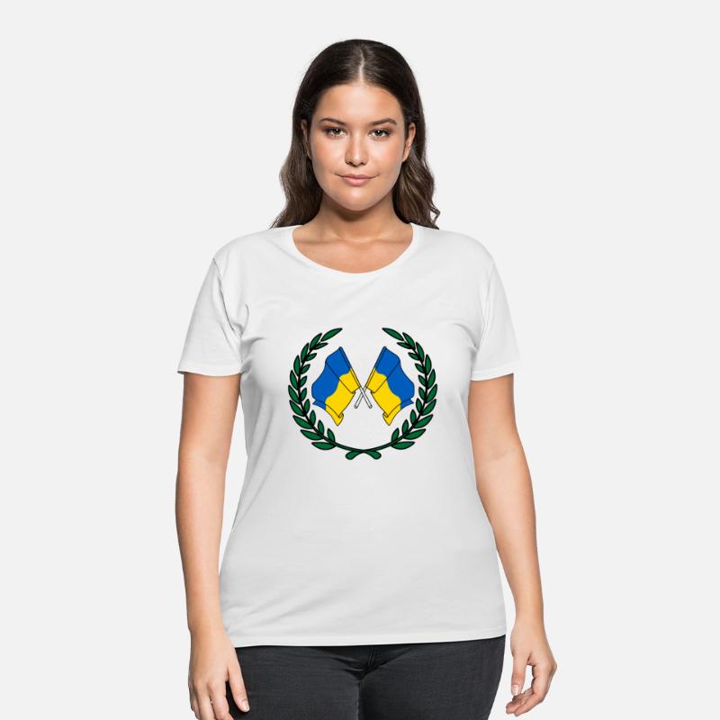Flags Ukraine in laurel wreath