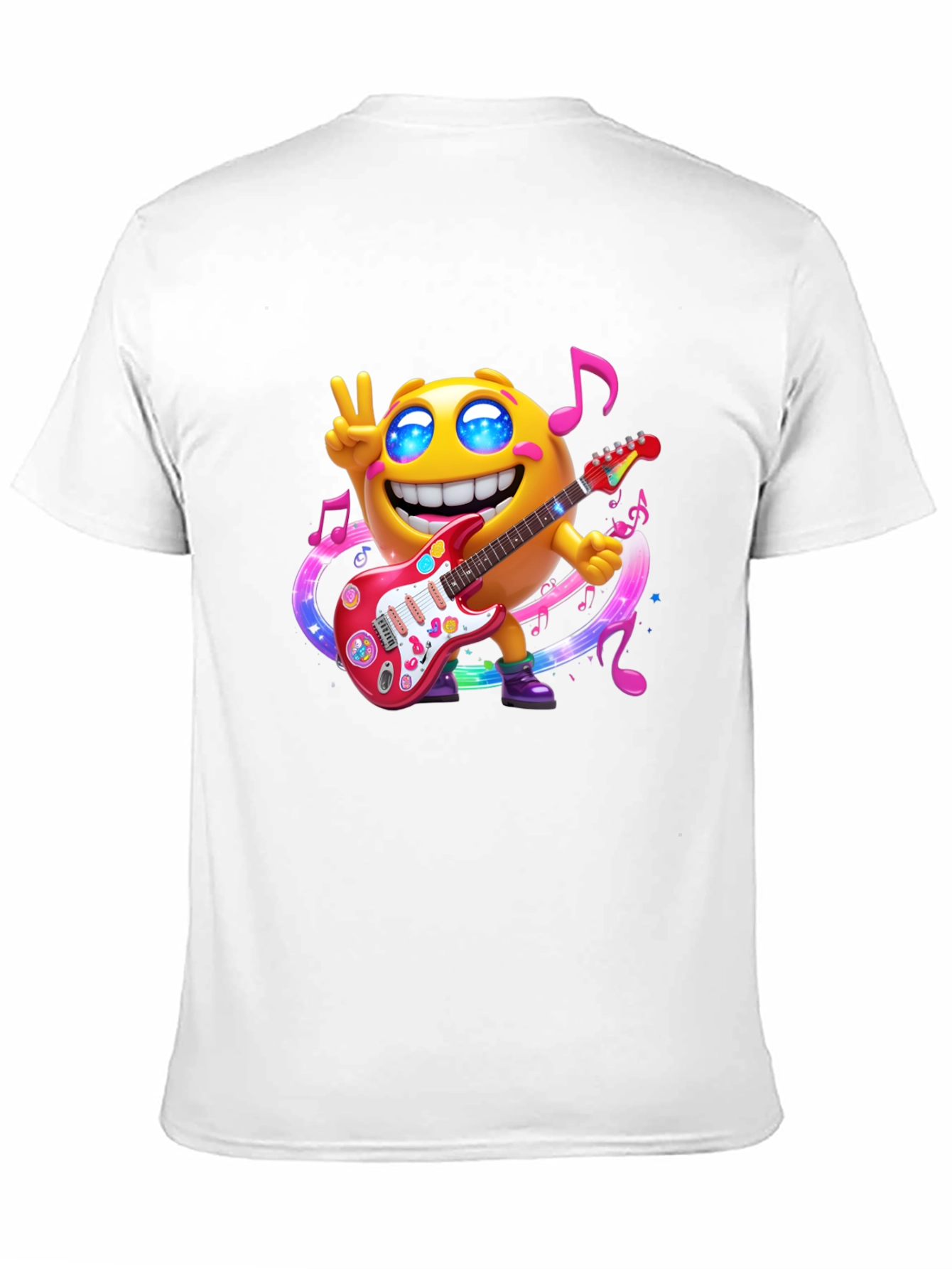 Cool Emoji Guitar Player Black T-Shirt