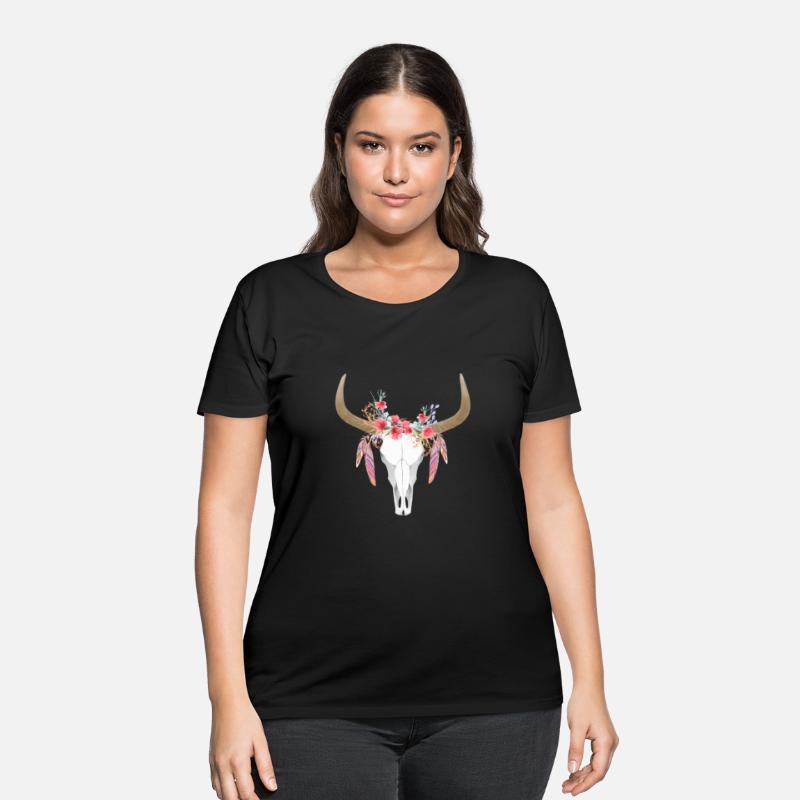 Floral Cow Skull With Feathers Bull Skull