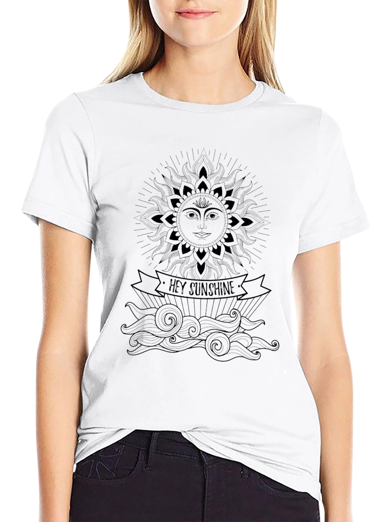 Hey Sunshine Graphic Tee - Stylish Black T-Shirt