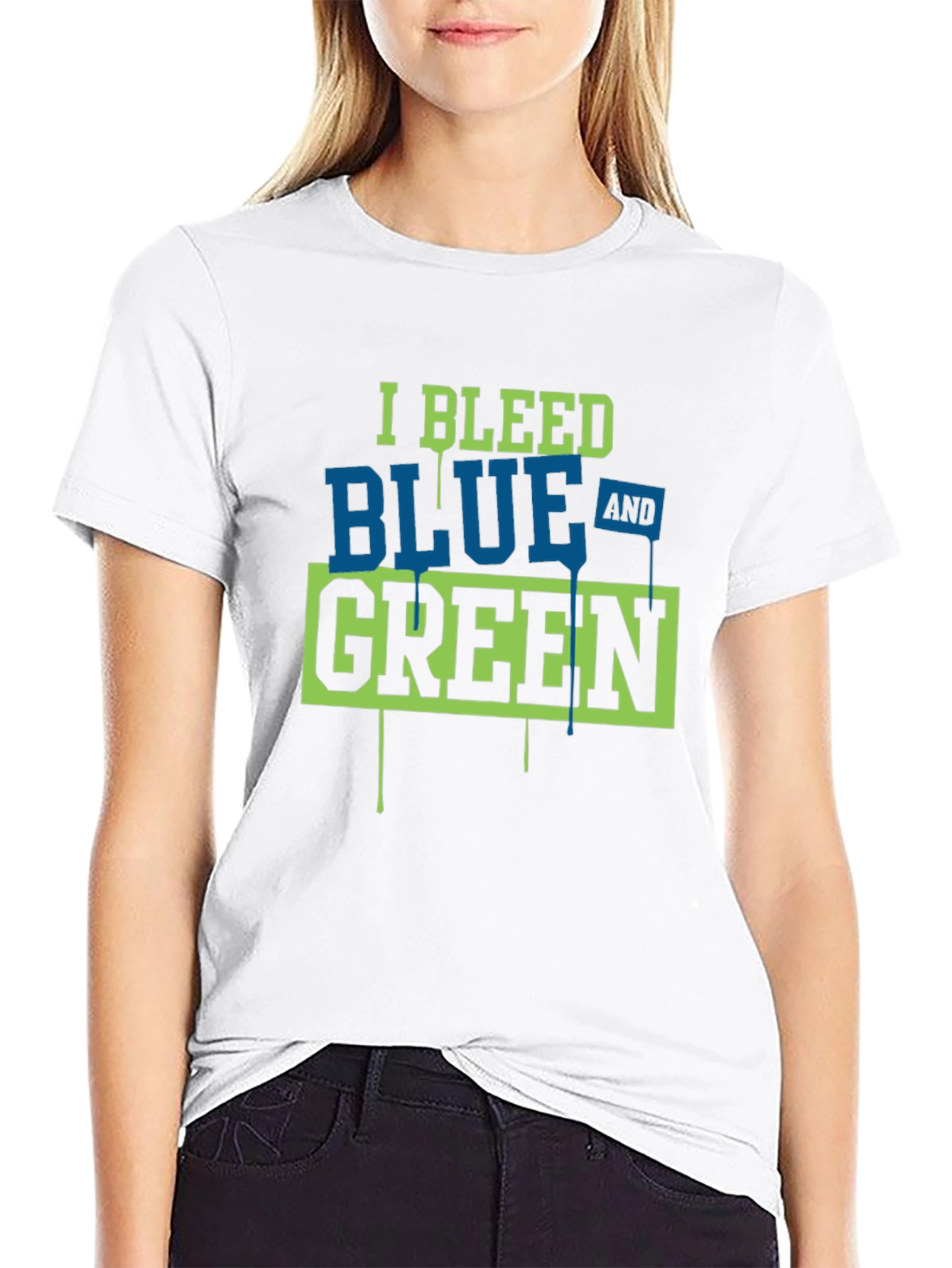I Bleed Blue and Green Graphic T-Shirt