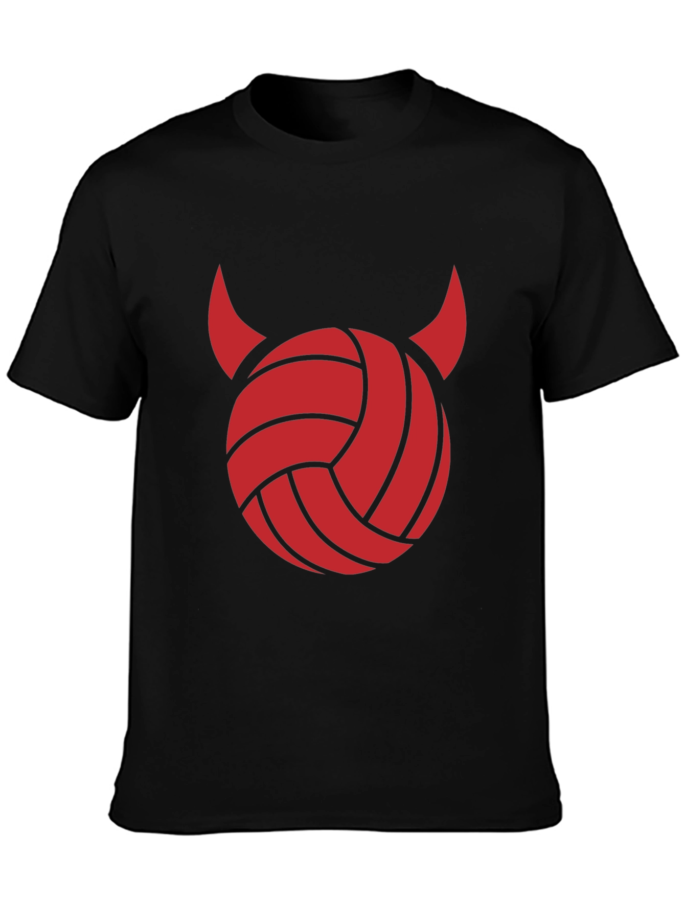 Devil Volleyball Graphic Tee - Black Cotton Shirt