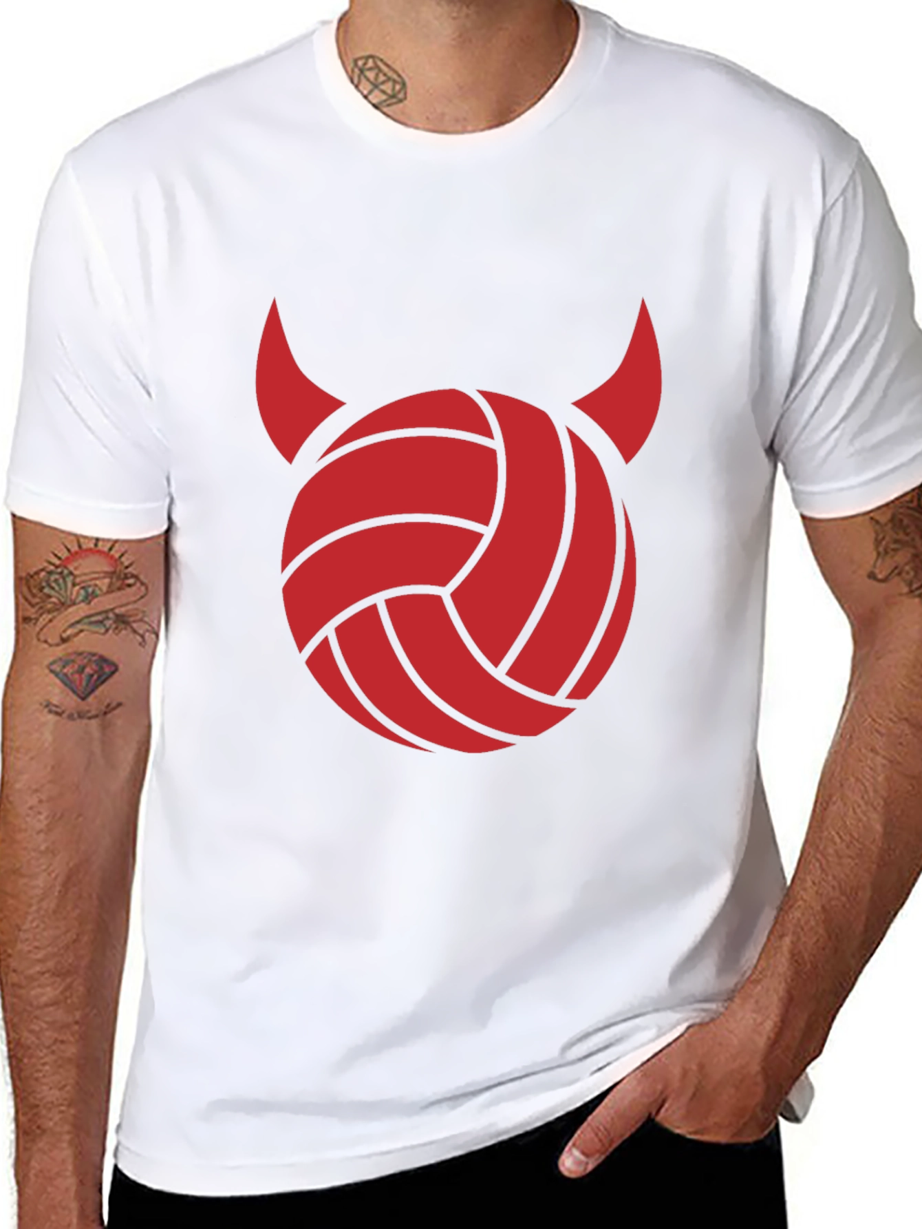 Devil Volleyball Graphic Tee - Black Cotton Shirt