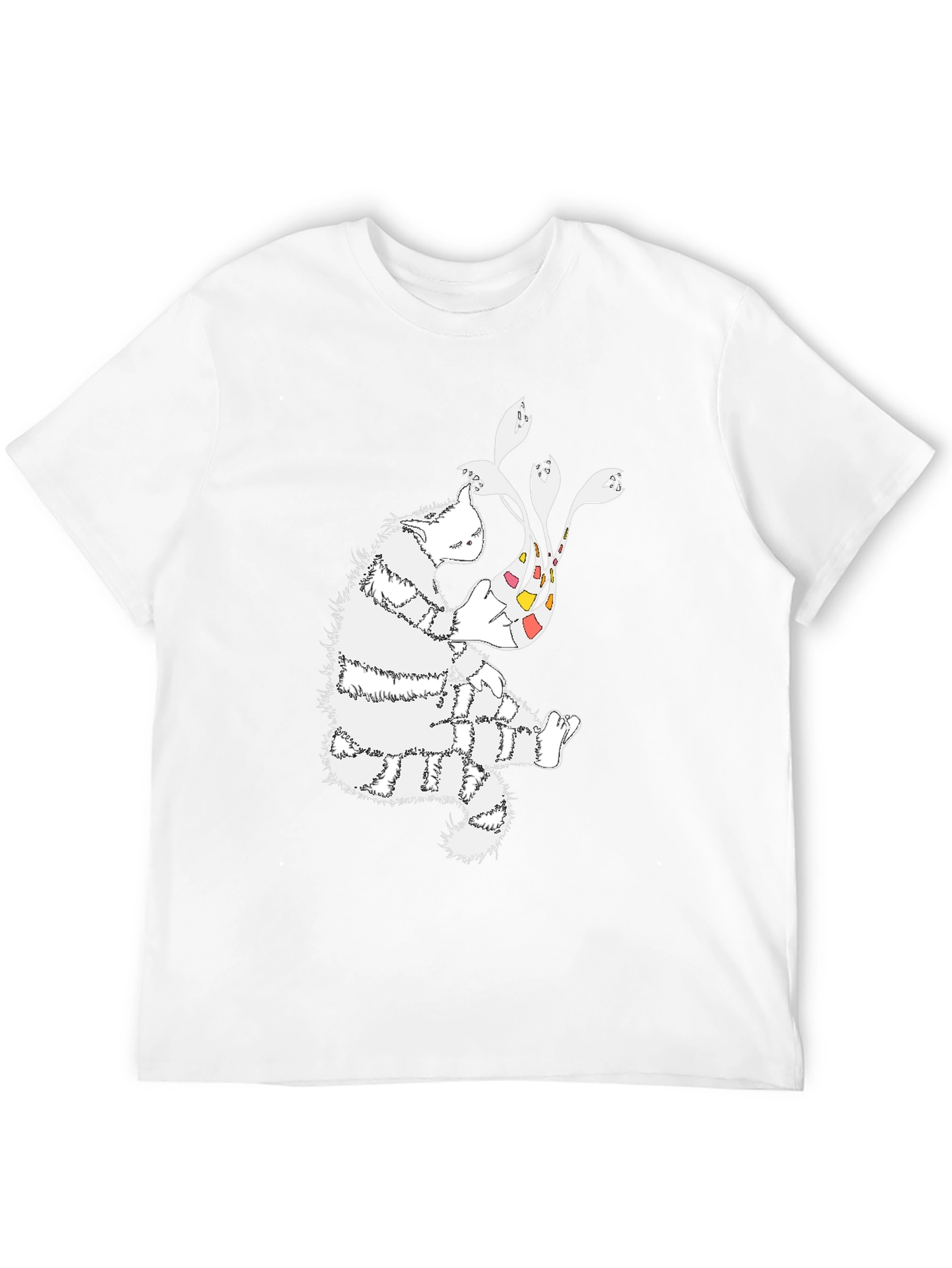 Abstract Cat Graphic Tee - Stylish Cotton Comfort