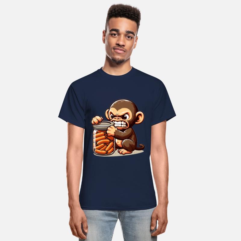 Frustrated monkey with sausage jar