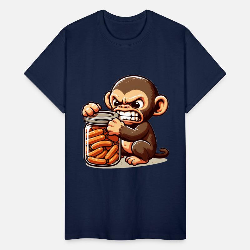 Frustrated monkey with sausage jar