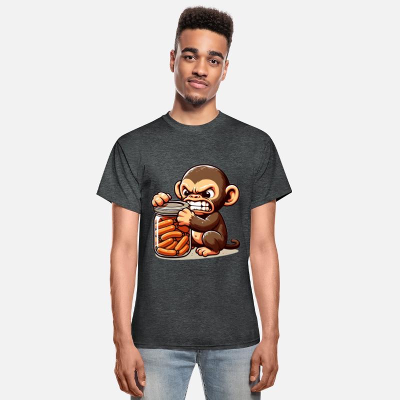 Frustrated monkey with sausage jar