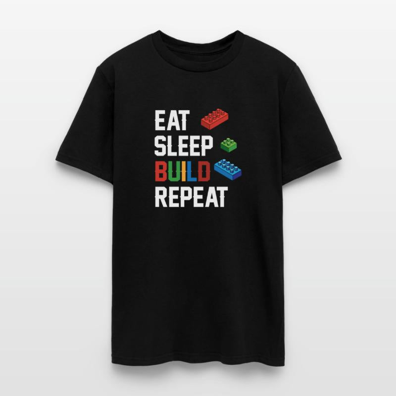 Funny Eat Sleep Build Repeat Building Blocks Men