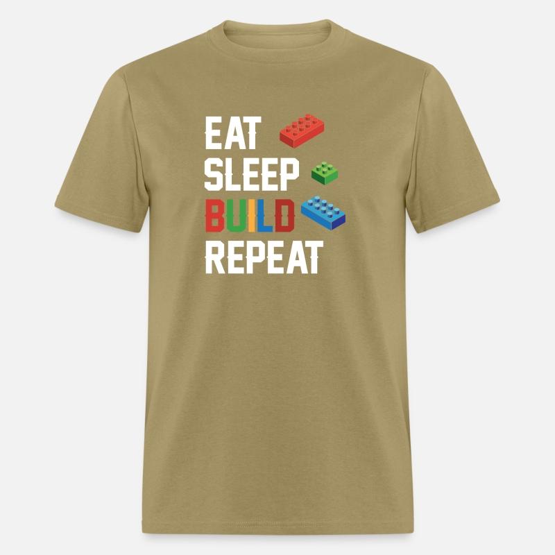 Funny Eat Sleep Build Repeat Building Blocks Men
