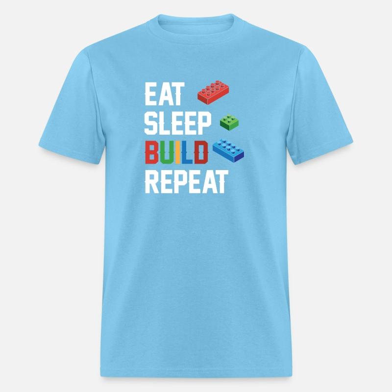 Funny Eat Sleep Build Repeat Building Blocks Men