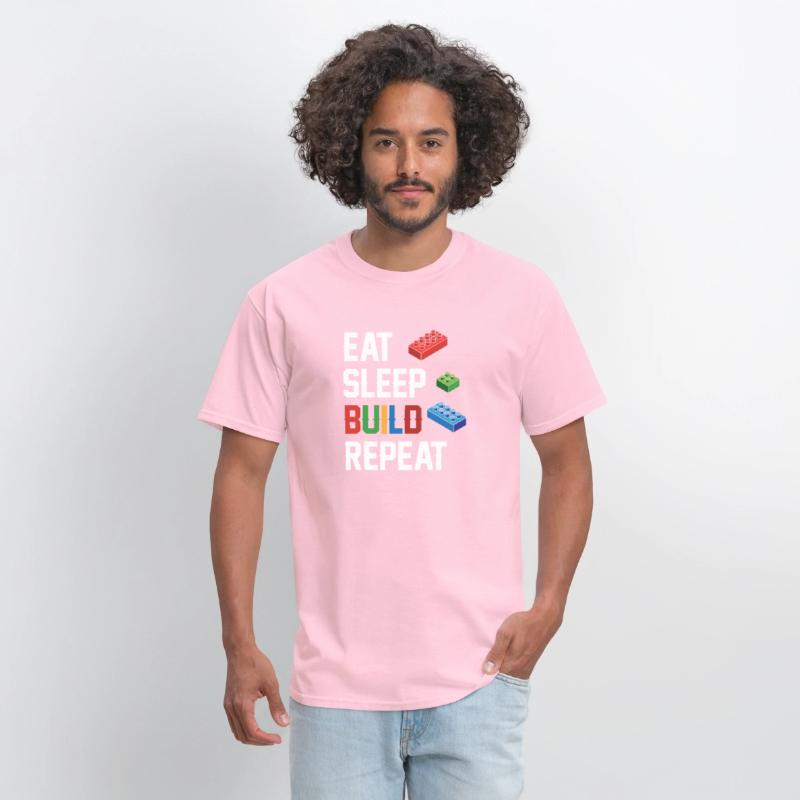 Funny Eat Sleep Build Repeat Building Blocks Men