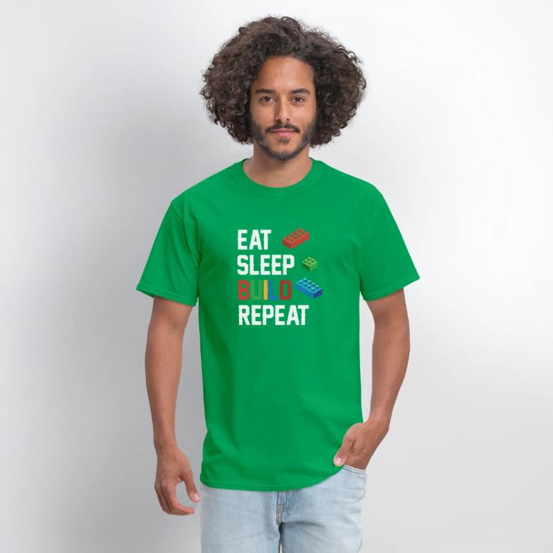 Funny Eat Sleep Build Repeat Building Blocks Men