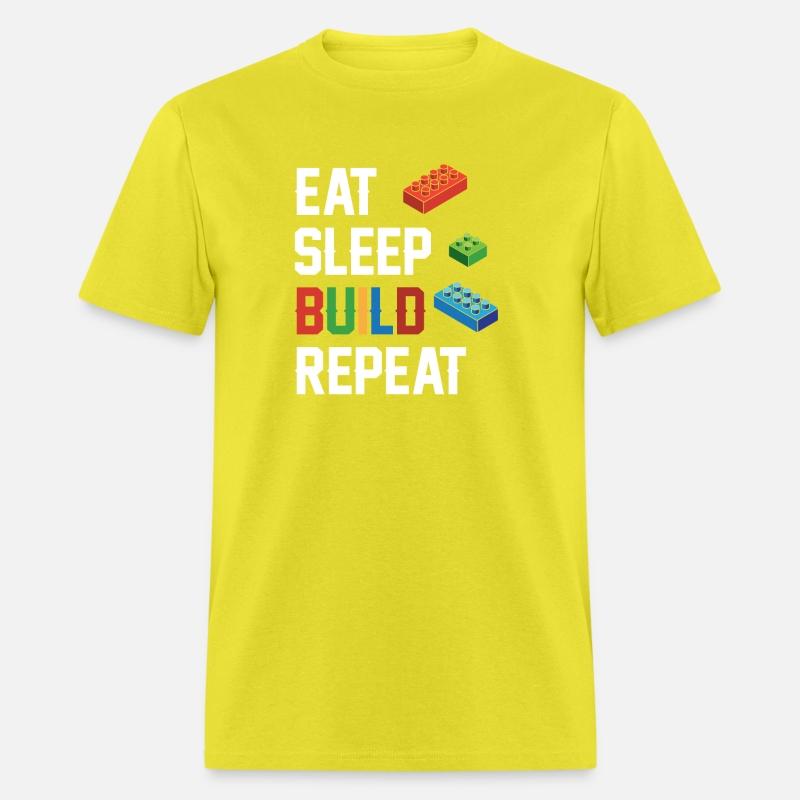 Funny Eat Sleep Build Repeat Building Blocks Men