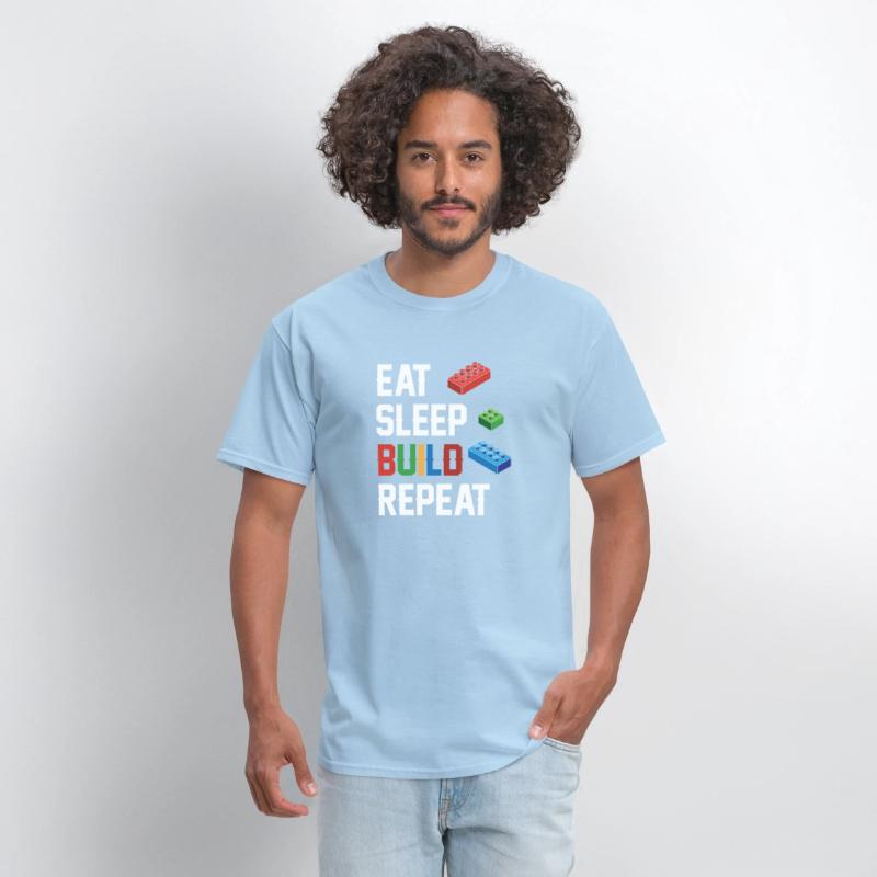 Funny Eat Sleep Build Repeat Building Blocks Men