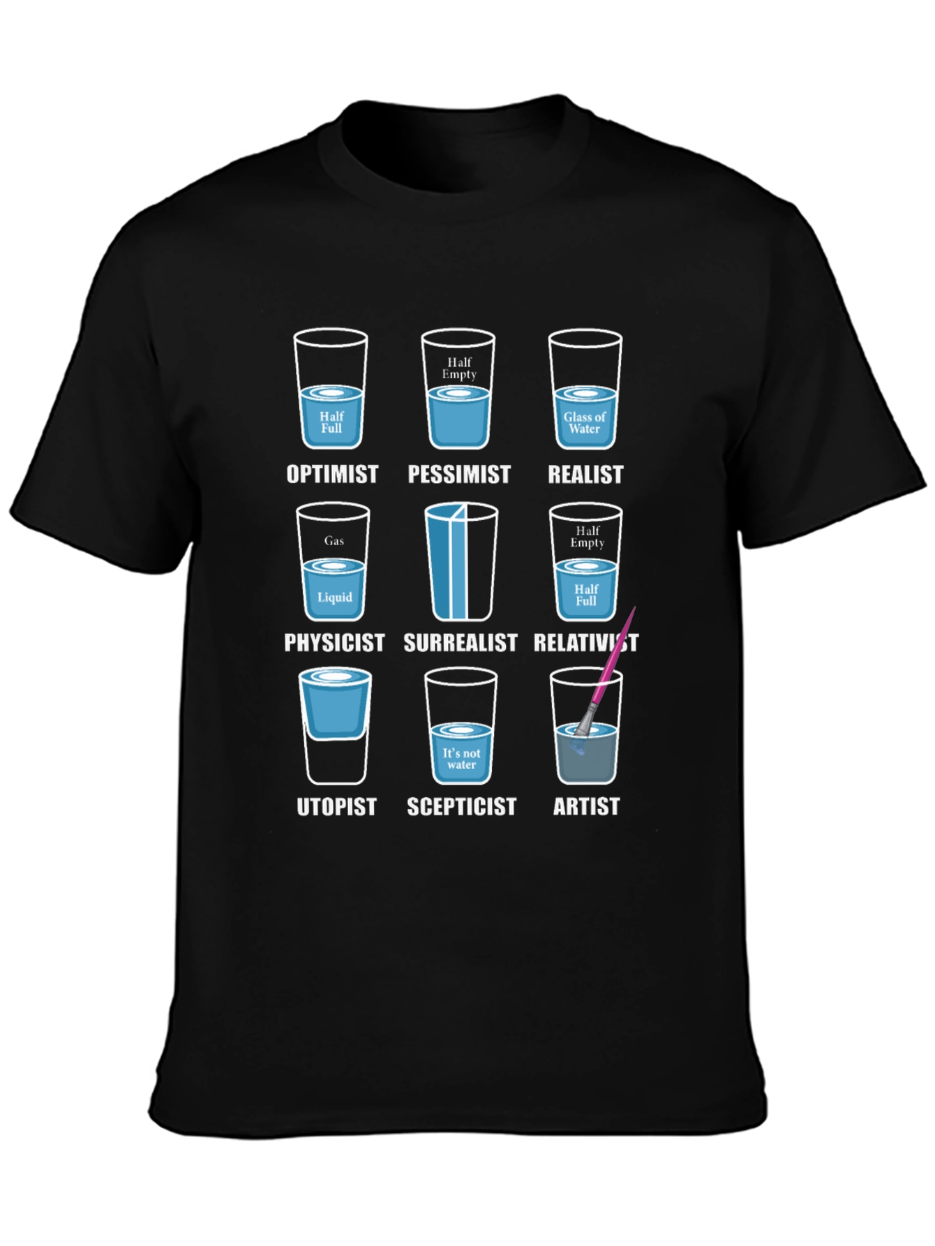 Optimist Pessimist Realist Funny Graphic Tee