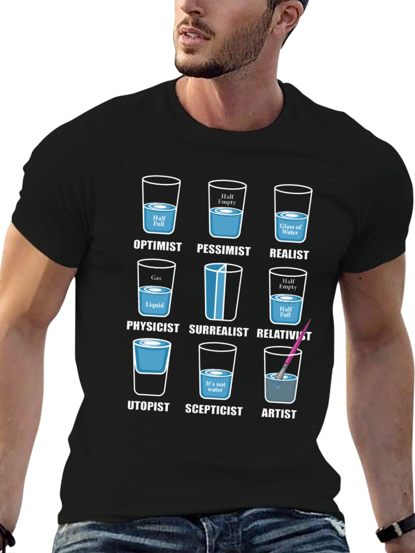 Optimist Pessimist Realist Funny Graphic Tee