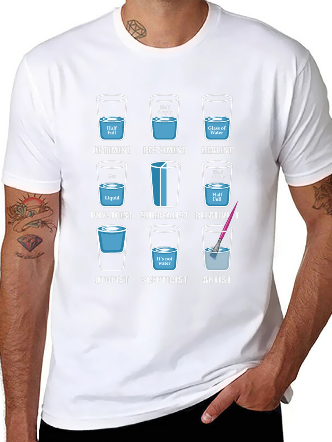 Optimist Pessimist Realist Funny Graphic Tee