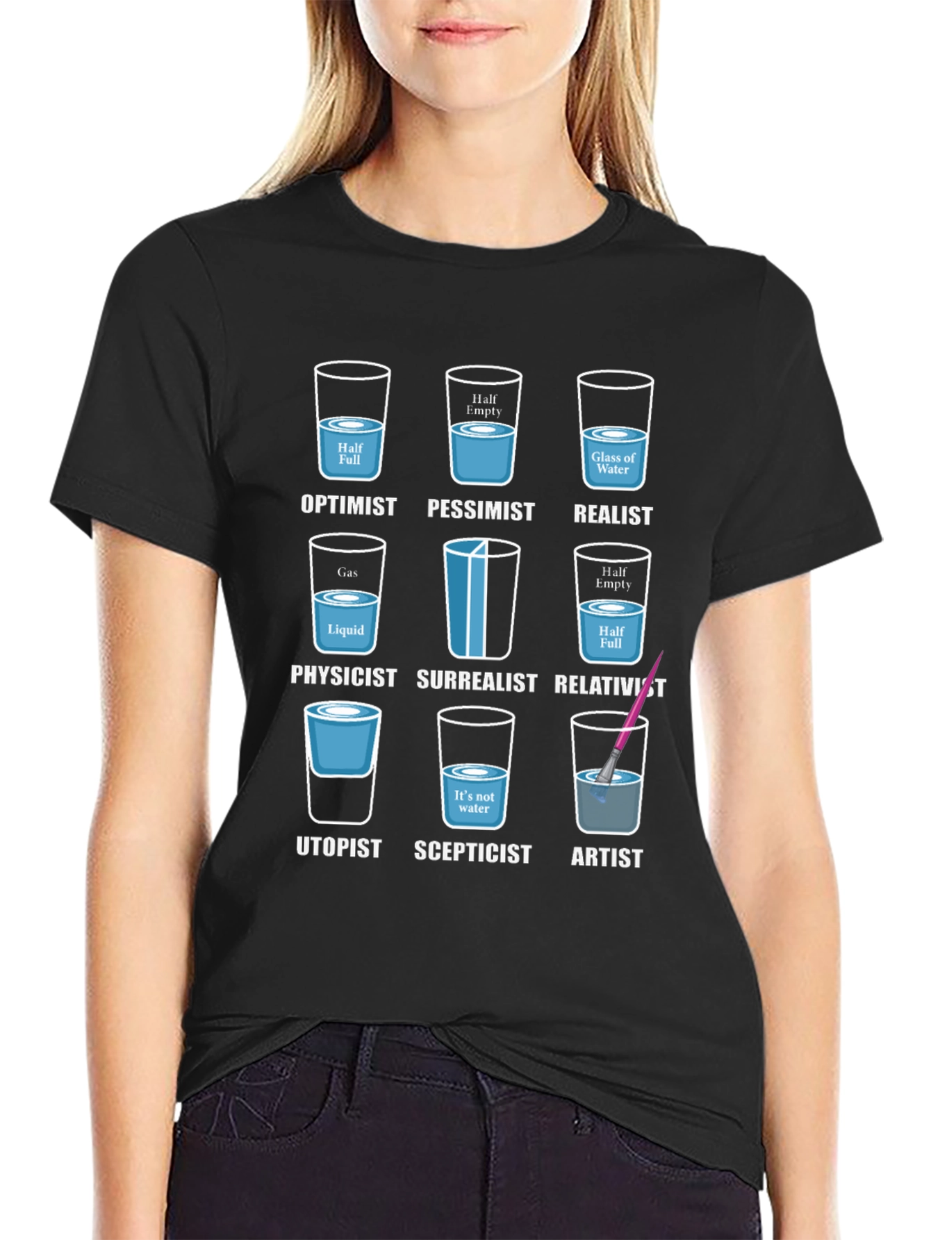 Optimist Pessimist Realist Funny Graphic Tee
