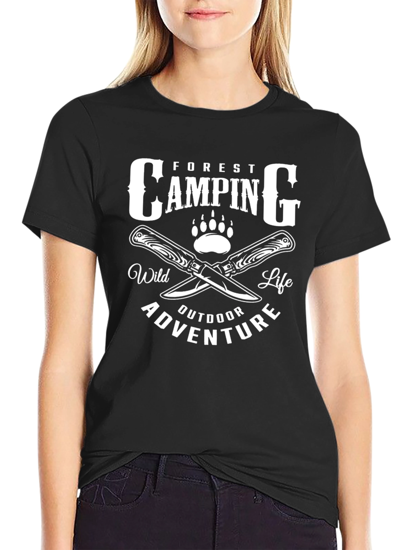 Camping Adventure Graphic T-Shirt - Black