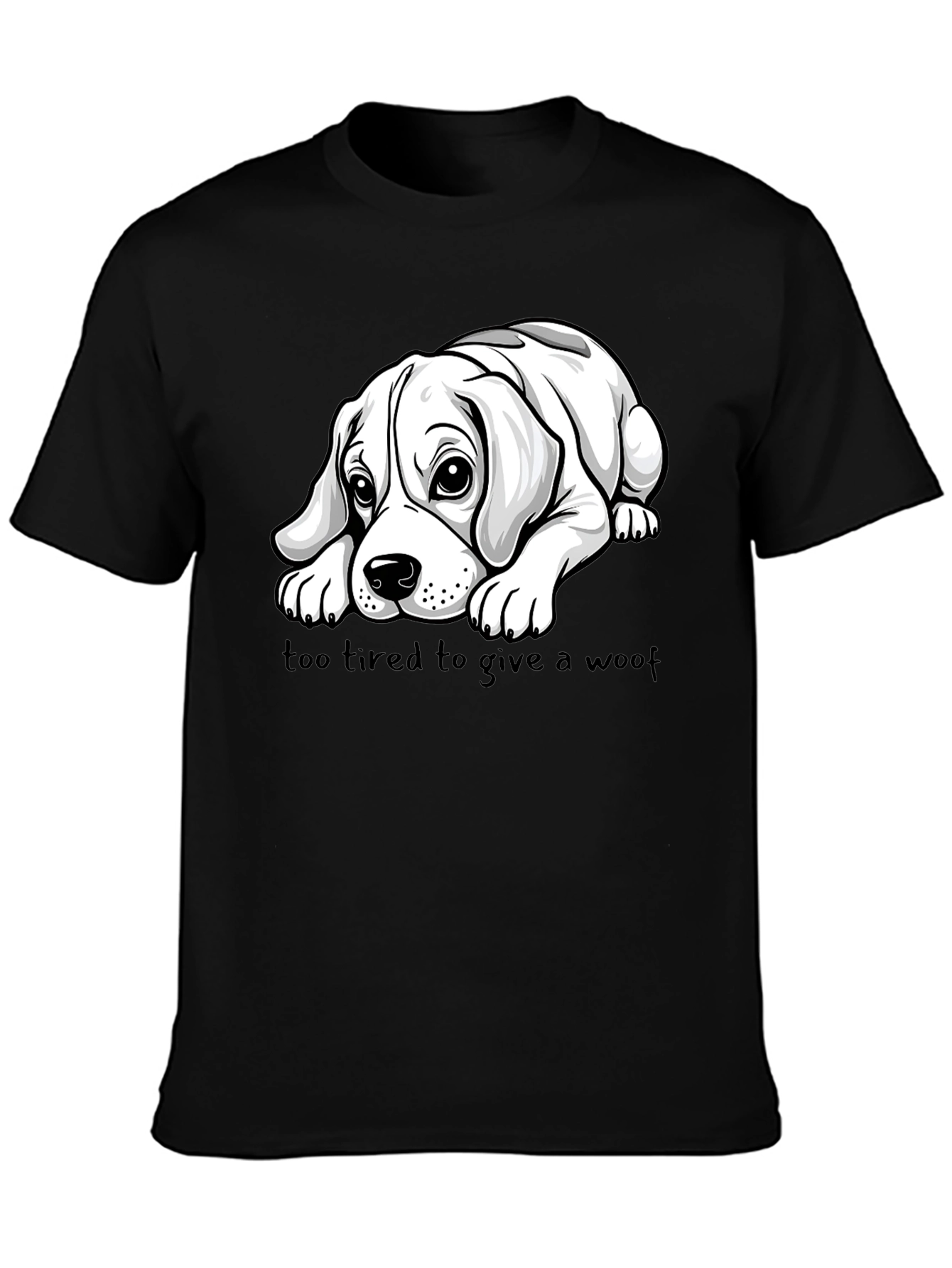 Tired Dog Graphic Tee - Unisex Black Shirt