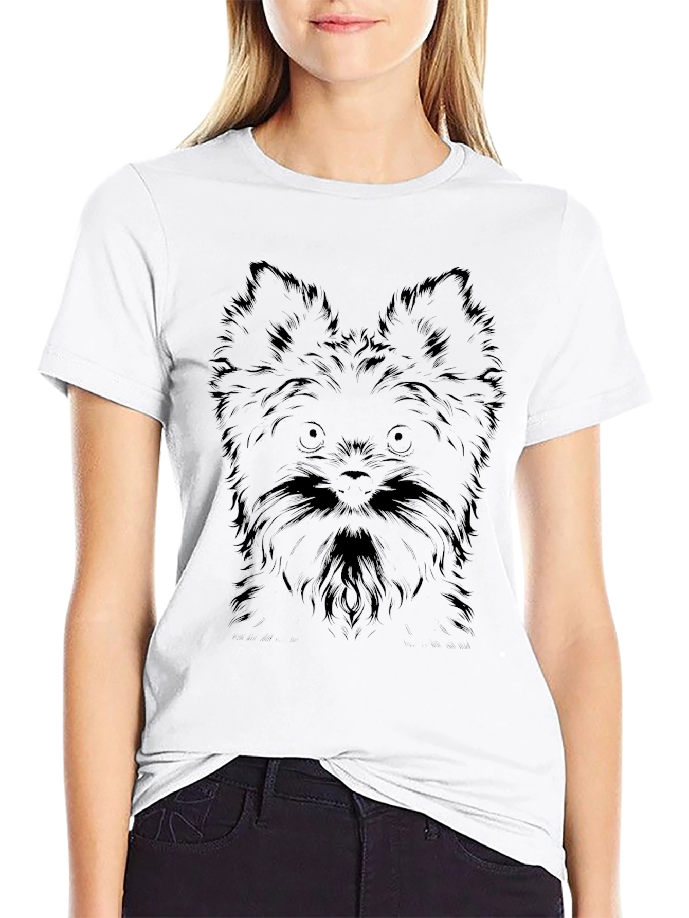 Dog Face Graphic Black T-Shirt