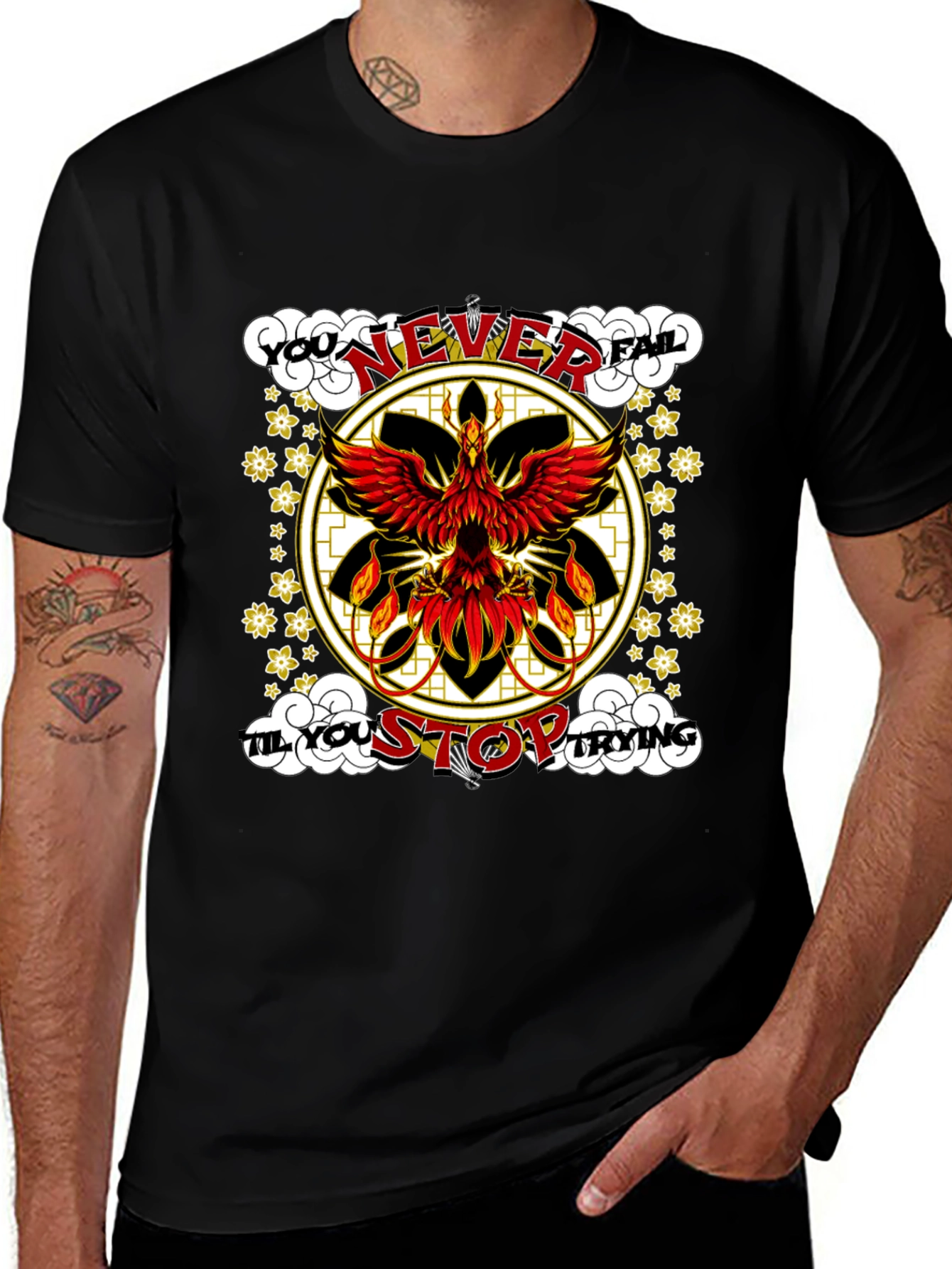 Phoenix Graphic Tee - Never Fail Motivational Shirt