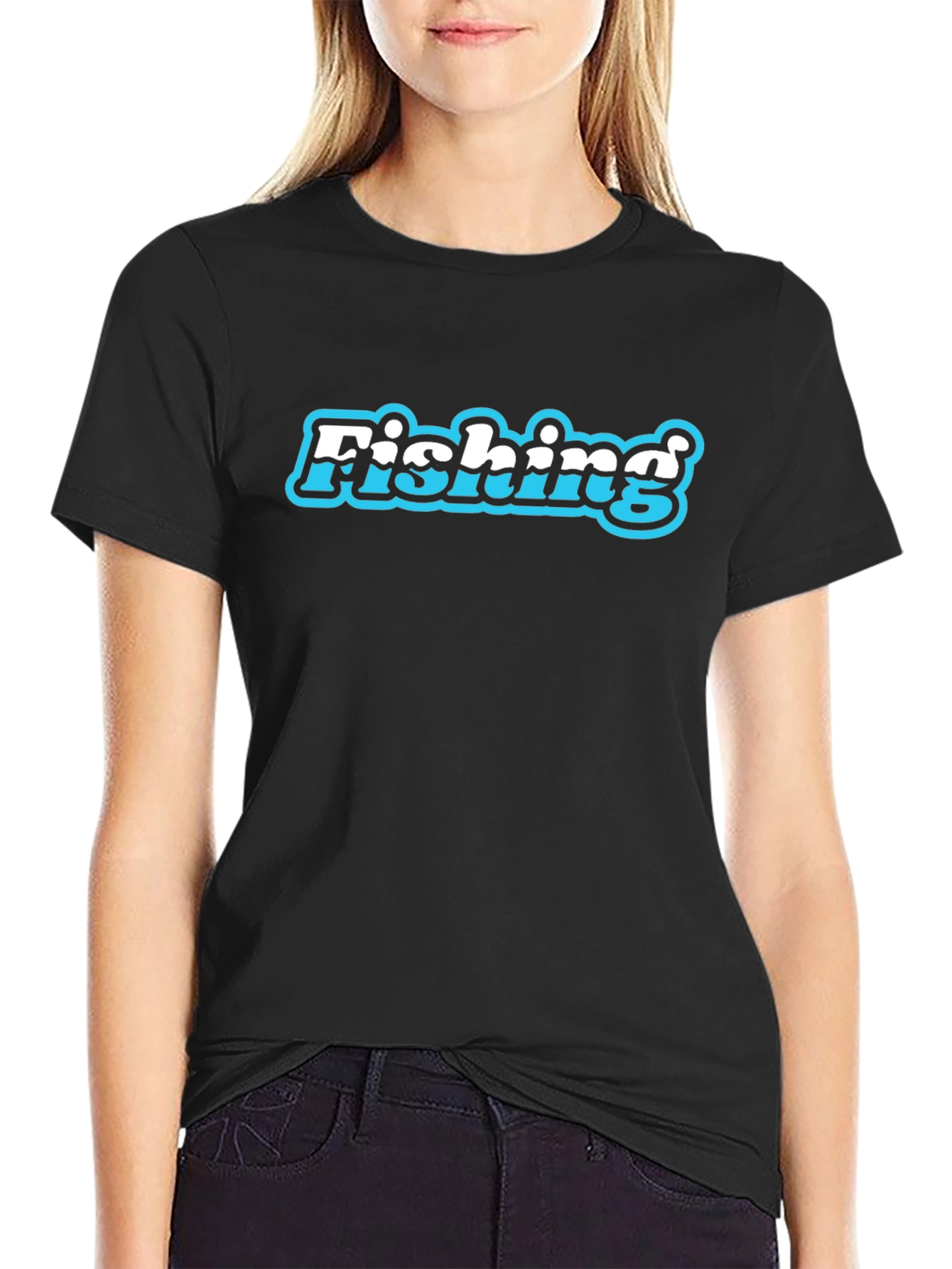 Fishing Graphic Print Mens Black T-Shirt