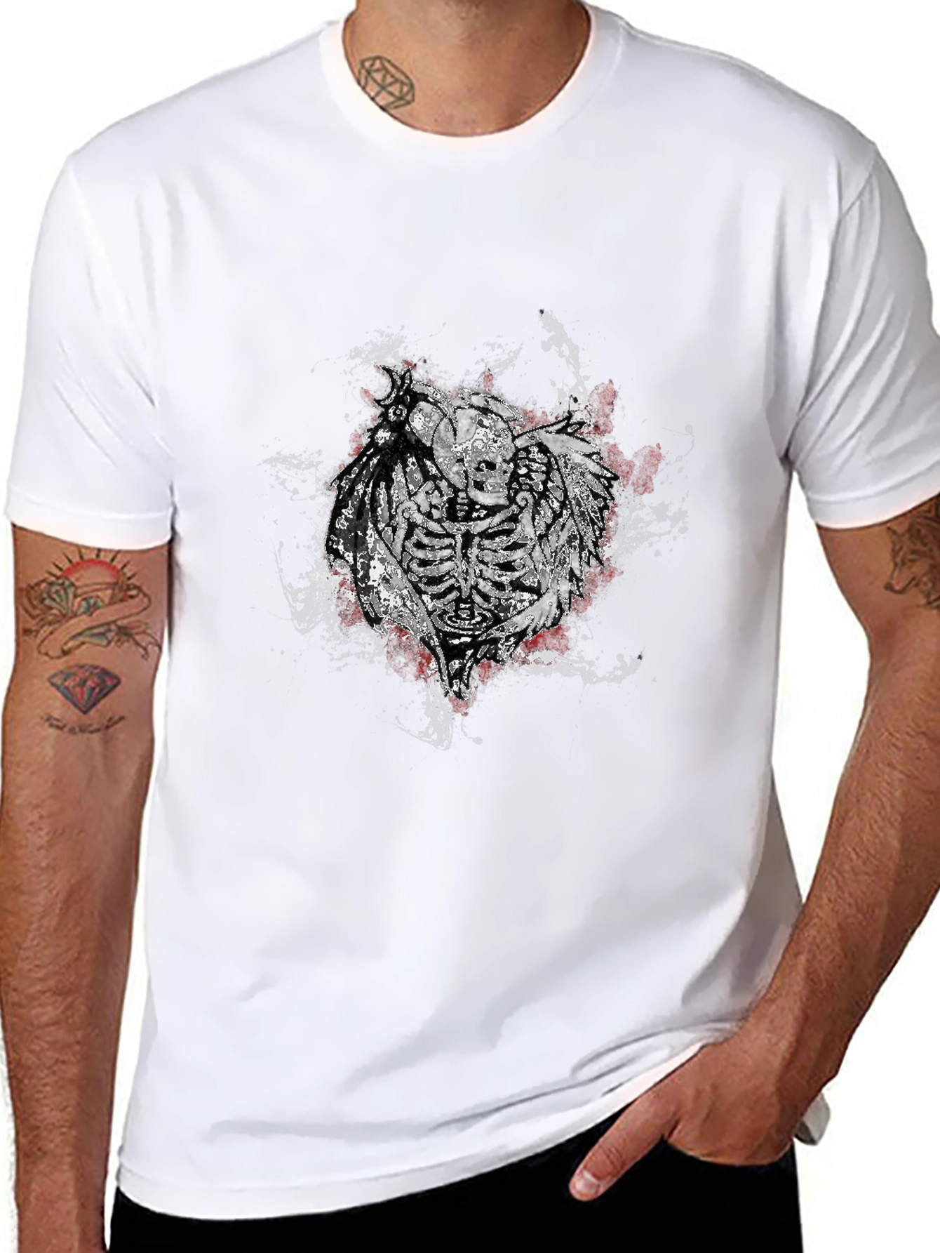 Skeleton Warrior Graphic Tee - Black