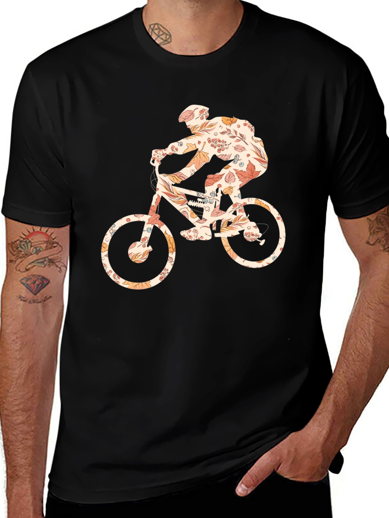 Floral Biker Graphic Tee - Black