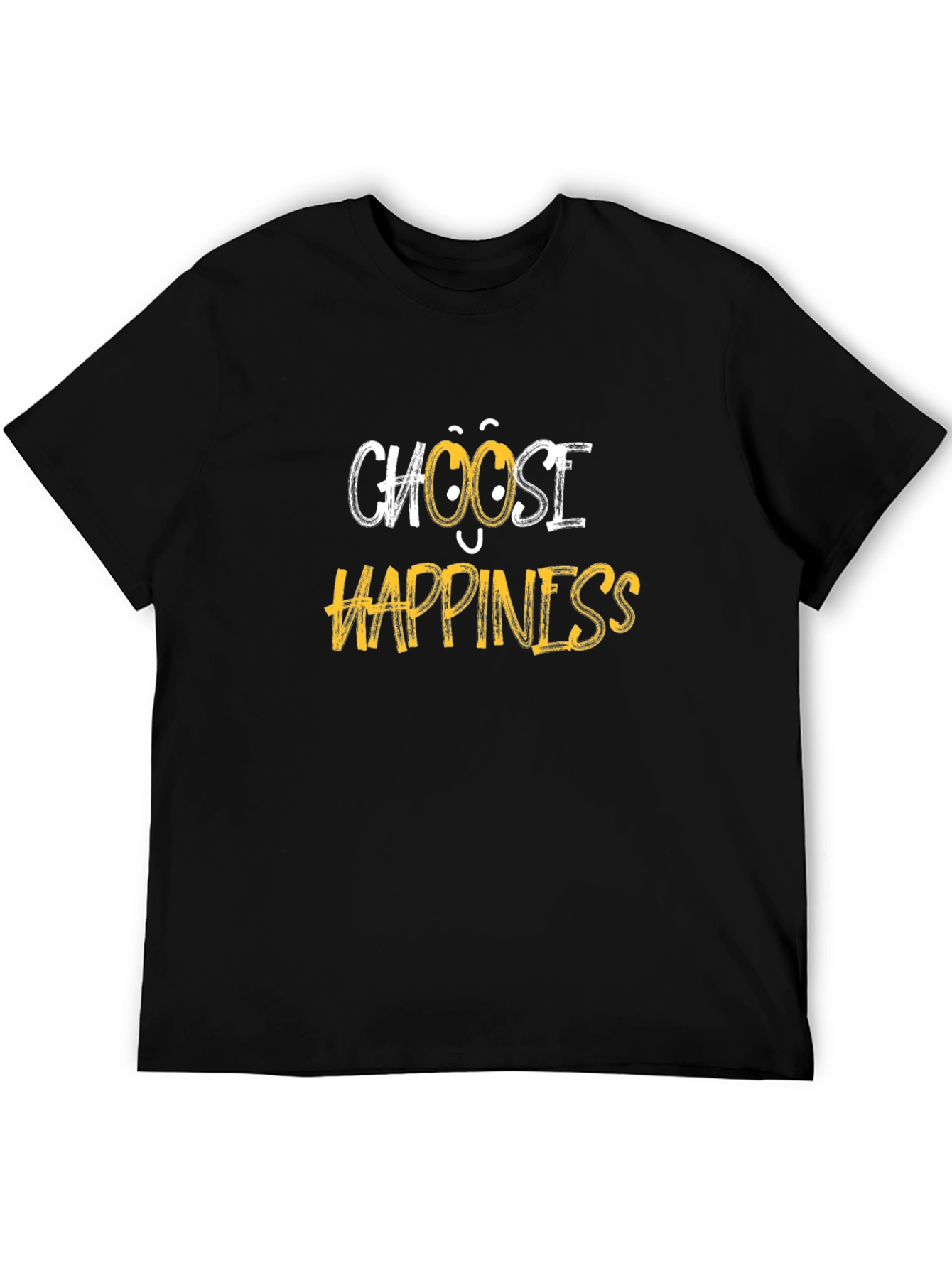 Choose Happiness Graphic Tee - Black Cotton Blend