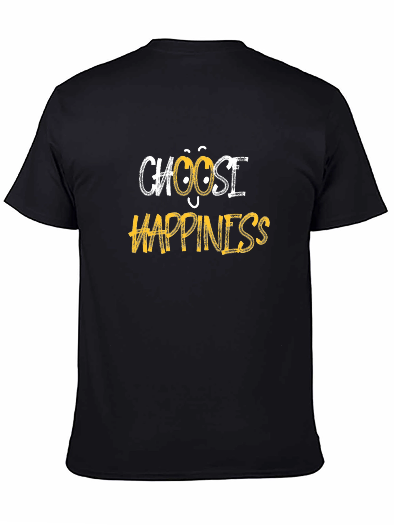 Choose Happiness Graphic Tee - Black Cotton Blend