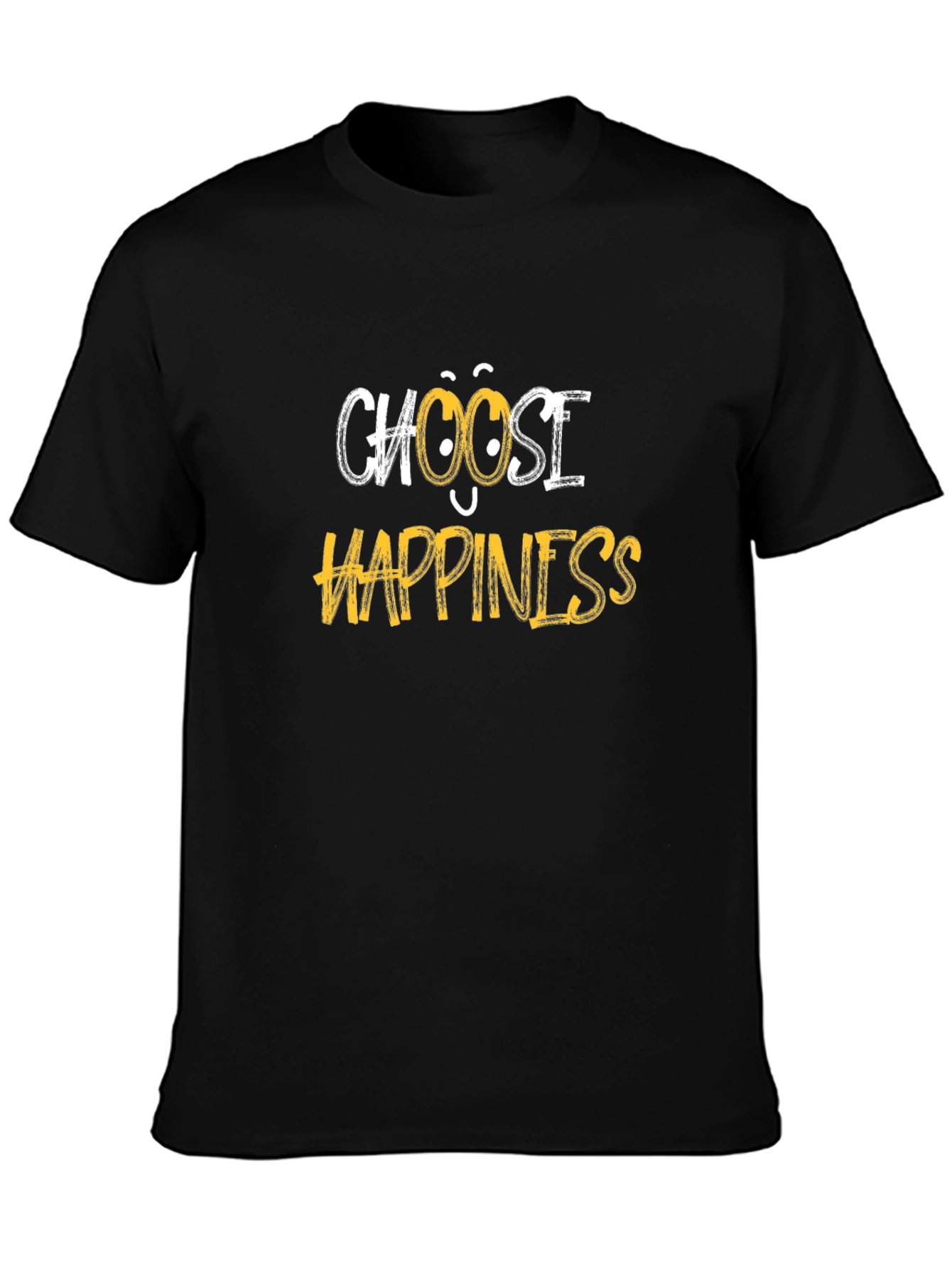 Choose Happiness Graphic Tee - Black Cotton Blend
