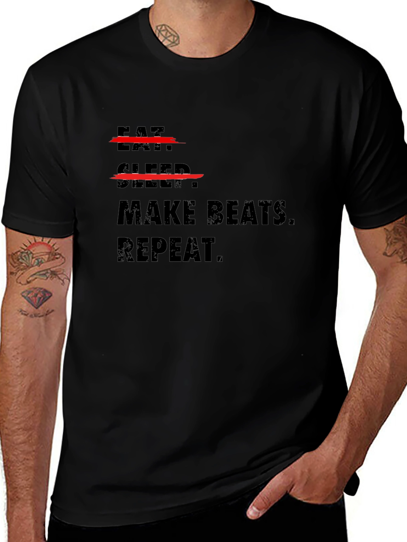 Eat Sleep Make Beats Repeat Black T-Shirt