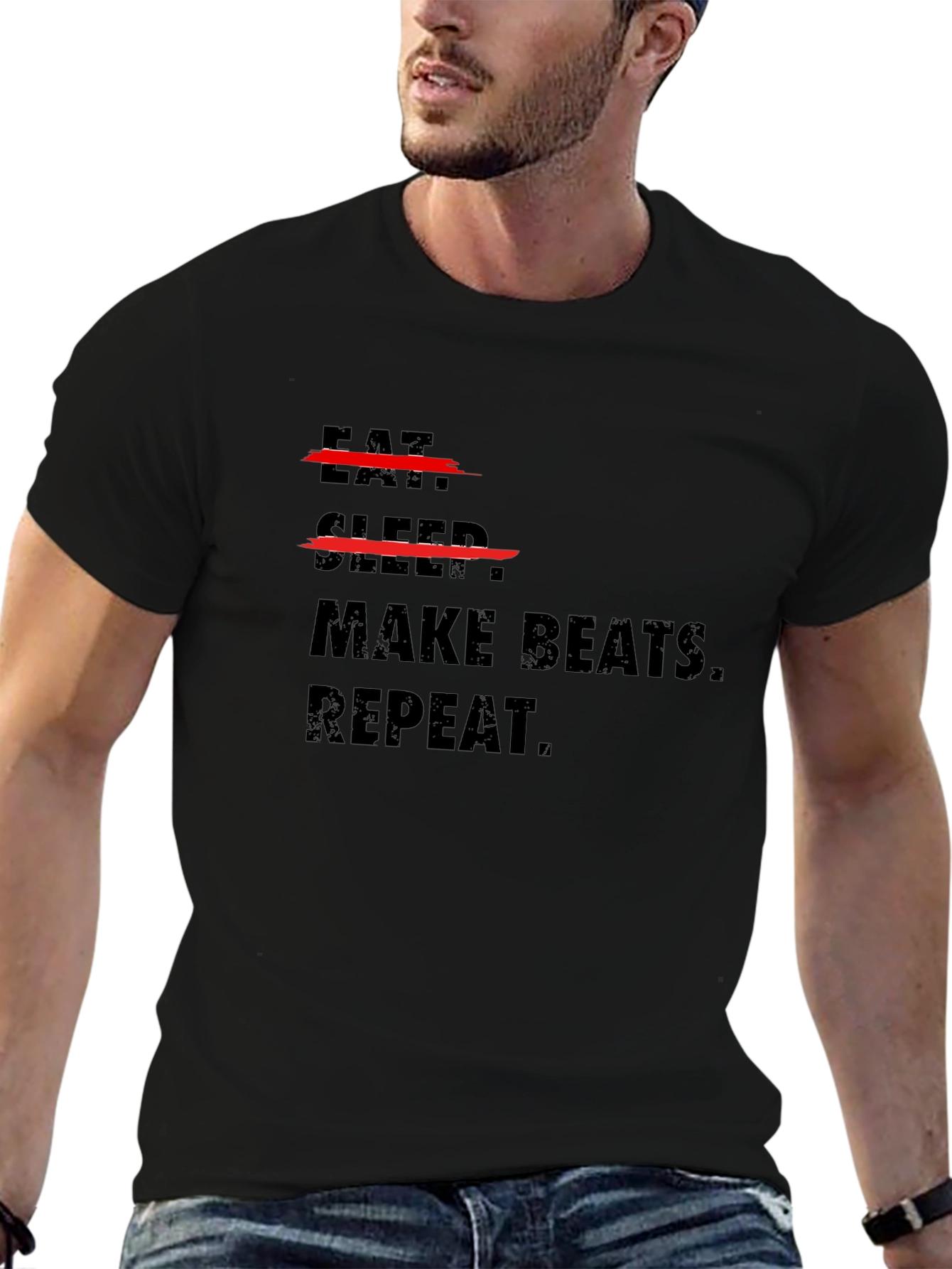 Eat Sleep Make Beats Repeat Black T-Shirt