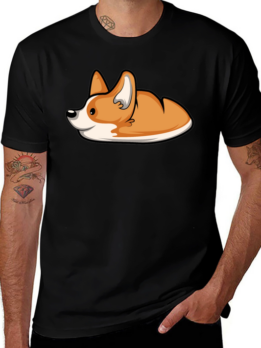 Corgi Bread Loaf Graphic Tee - Cute Cartoon Dog Shirt
