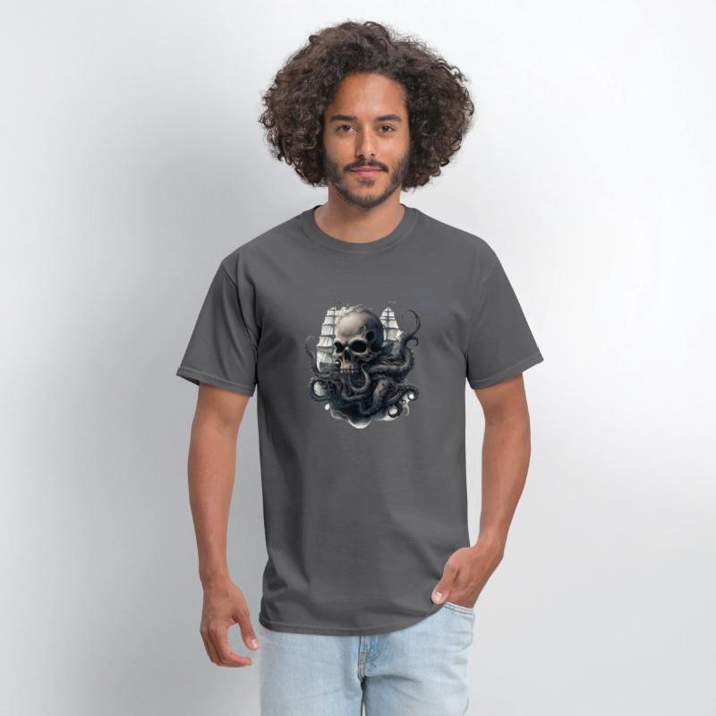 Giant squid kraken skull ship